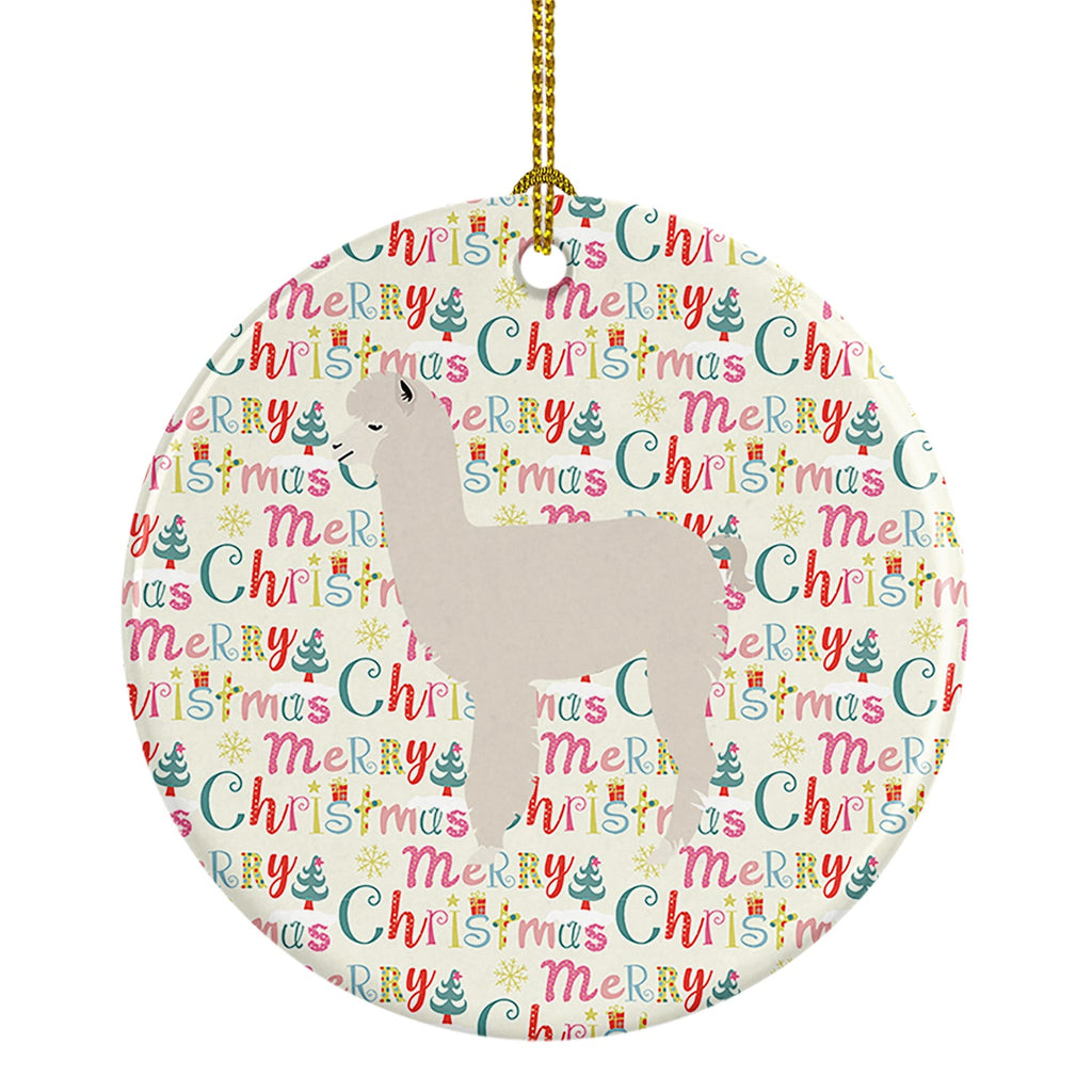 Alpaca Christmas Ceramic Ornament