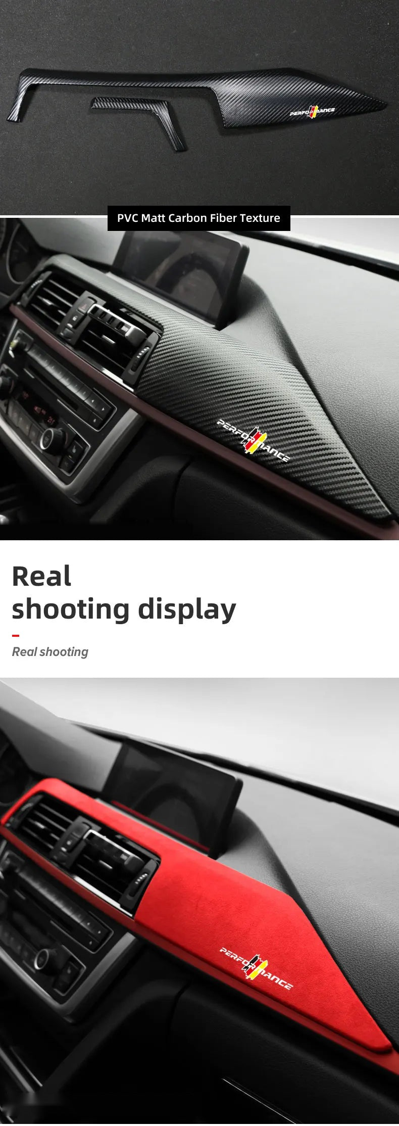 Suede Dashboard Panel Cover Trim for BMW 3 Series F30 and 4 Series