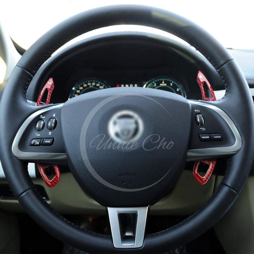 For Jaguar XF Accessories X250 X260 Car Steering Wheel Paddle Shifter Cover Trim 2007-2019 ABS Imitation Carbon Fiber Tuning