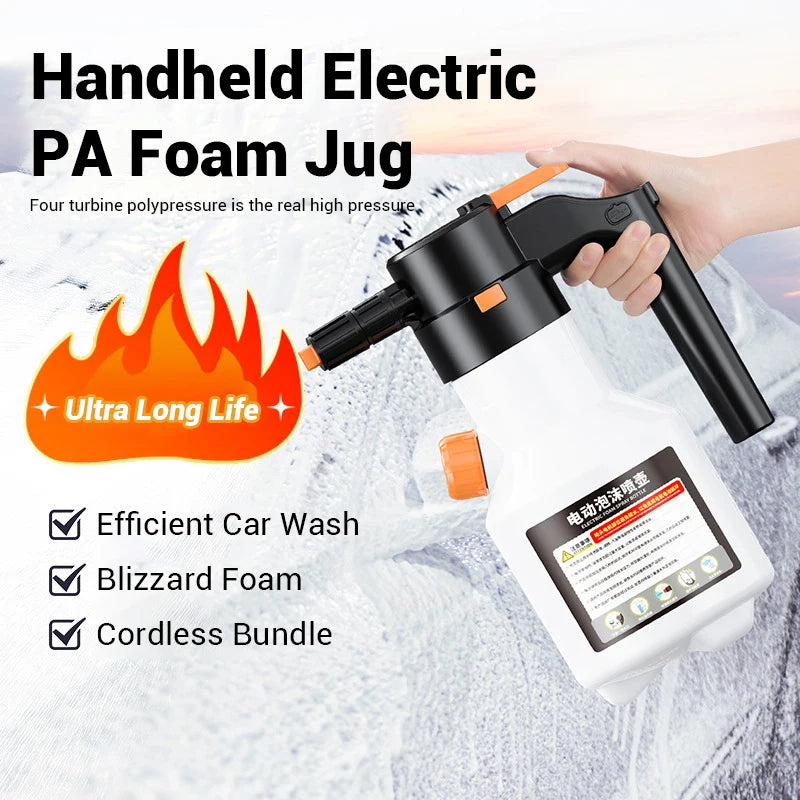 2L electric foam sprayer, rechargeable cordless car wash foam bottle