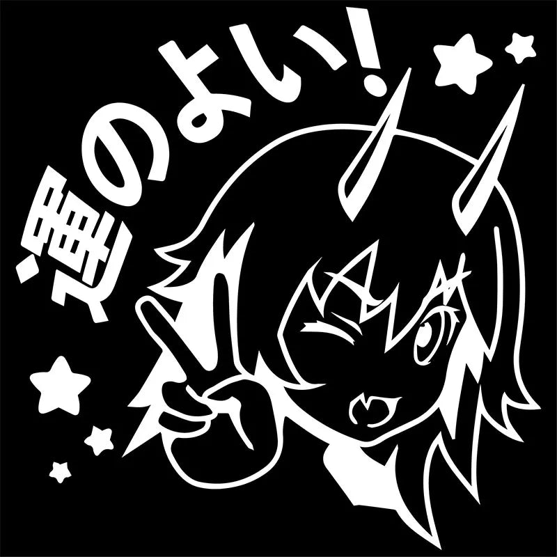 Cartoon Girl Reflective Car Window Sticker, 15x15 cm