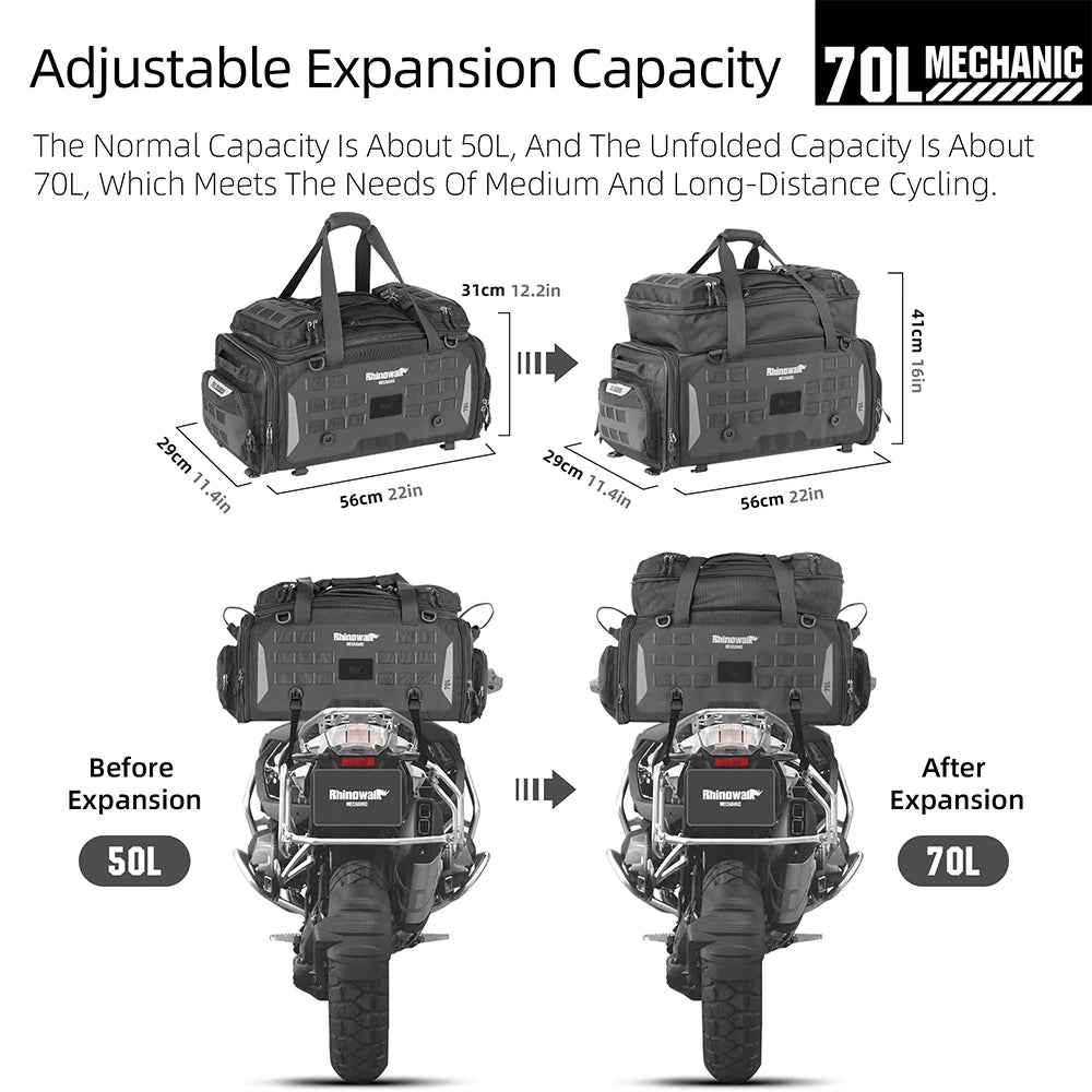 Rhinowalk 70L Magnetic Motorcycle Saddle Bag - image 4