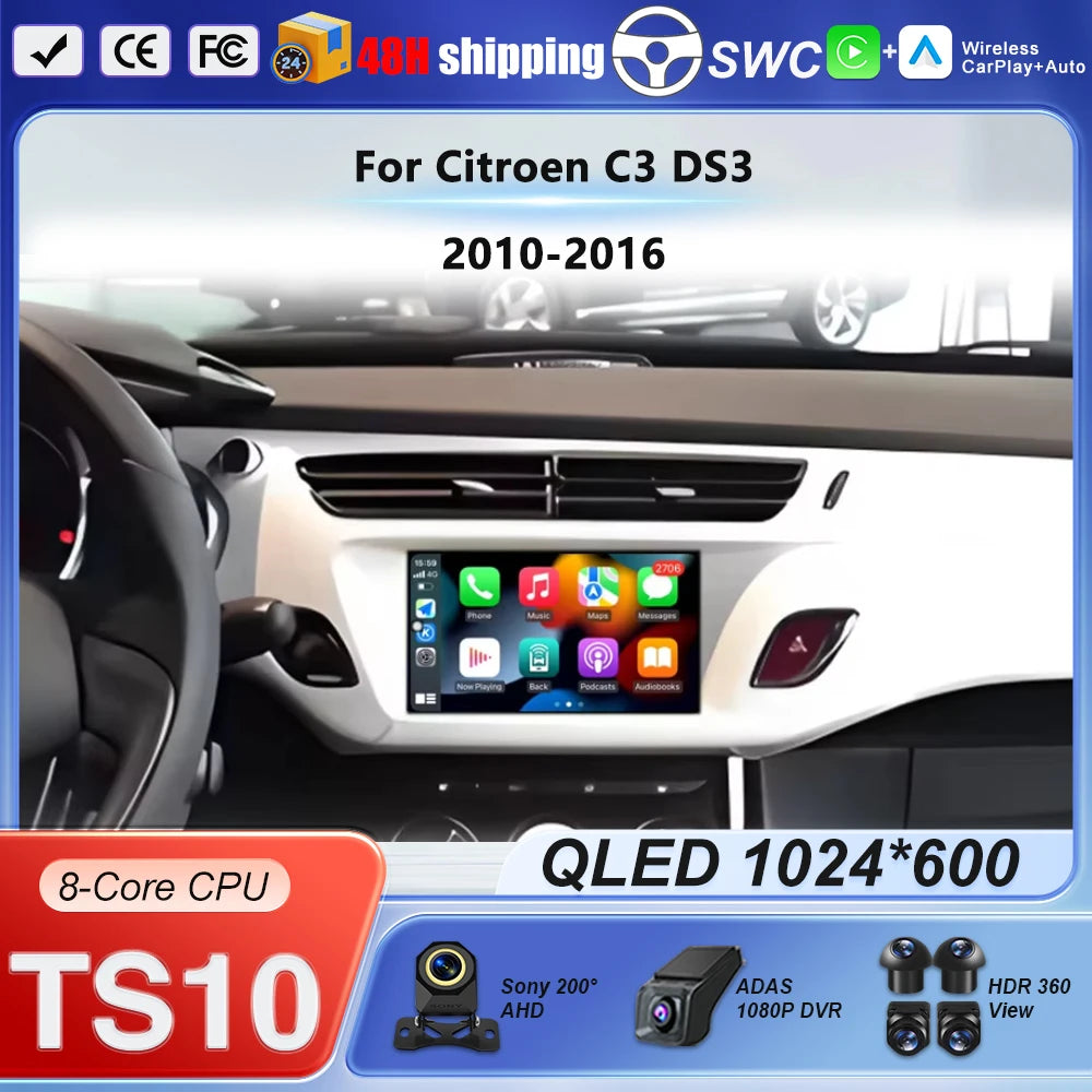 7-Inch Android Car Radio with GPS for Citroen C3 DS3 2010-2016