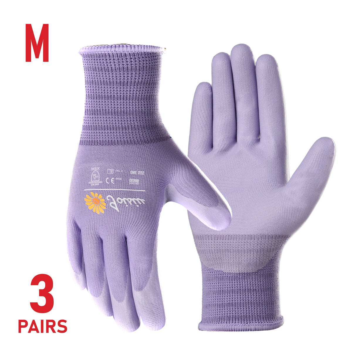 3 Pairs Heavy Duty Nitrile Foam Work Gloves, Anti-Slip, Breathable, Flexible