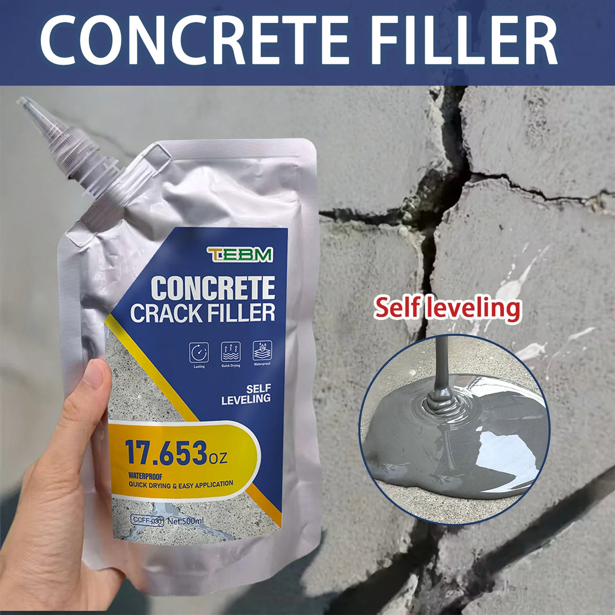 Asphalt and concrete crack filler, driveway repair sealant in 200ml and 500ml