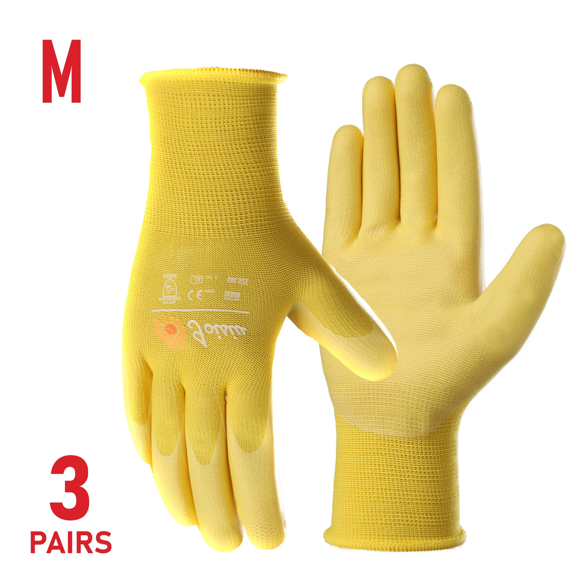 3 Pairs Heavy Duty Nitrile Foam Work Gloves Anti-Slip, Breathable & Flexible for Gardening ,Automotive, Mechanics