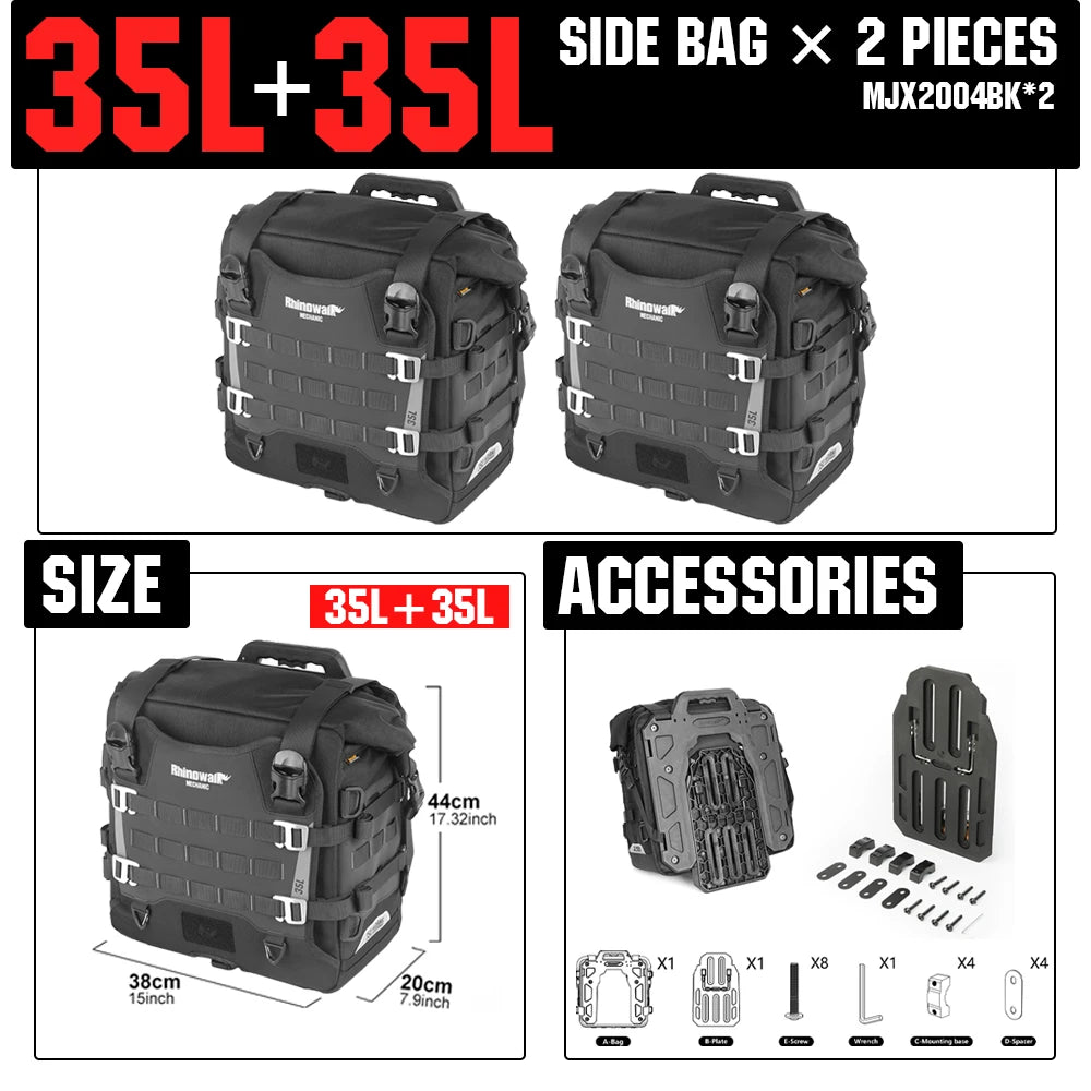 Rhinowalk 35L Quick-Release Waterproof Motorcycle Saddlebag - image 40