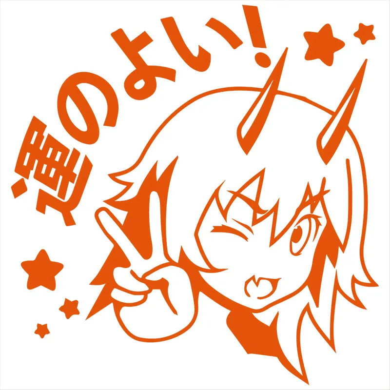 Cartoon Girl Reflective Car Window Sticker, 15x15 cm
