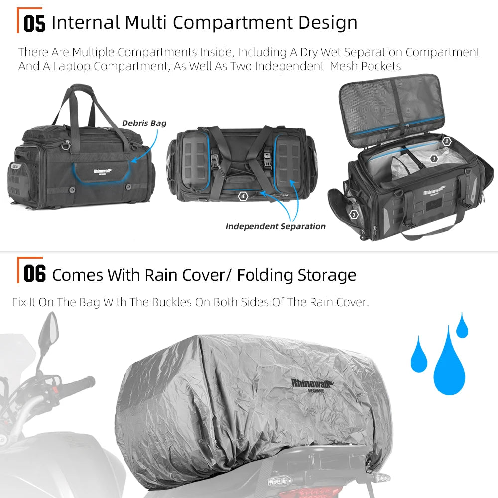 Rhinowalk 70L Magnetic Motorcycle Saddle Bag - image 2