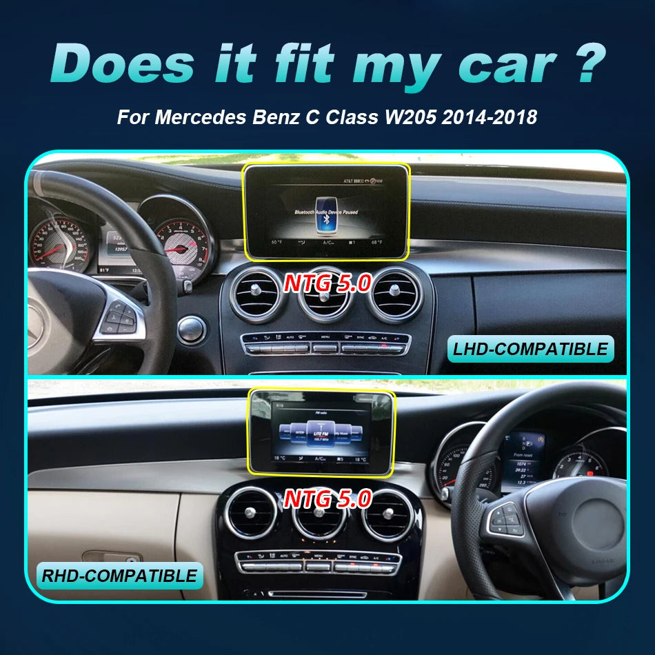 Wireless CarPlay Android Auto Screen for Mercedes C-Class W205 - image 3