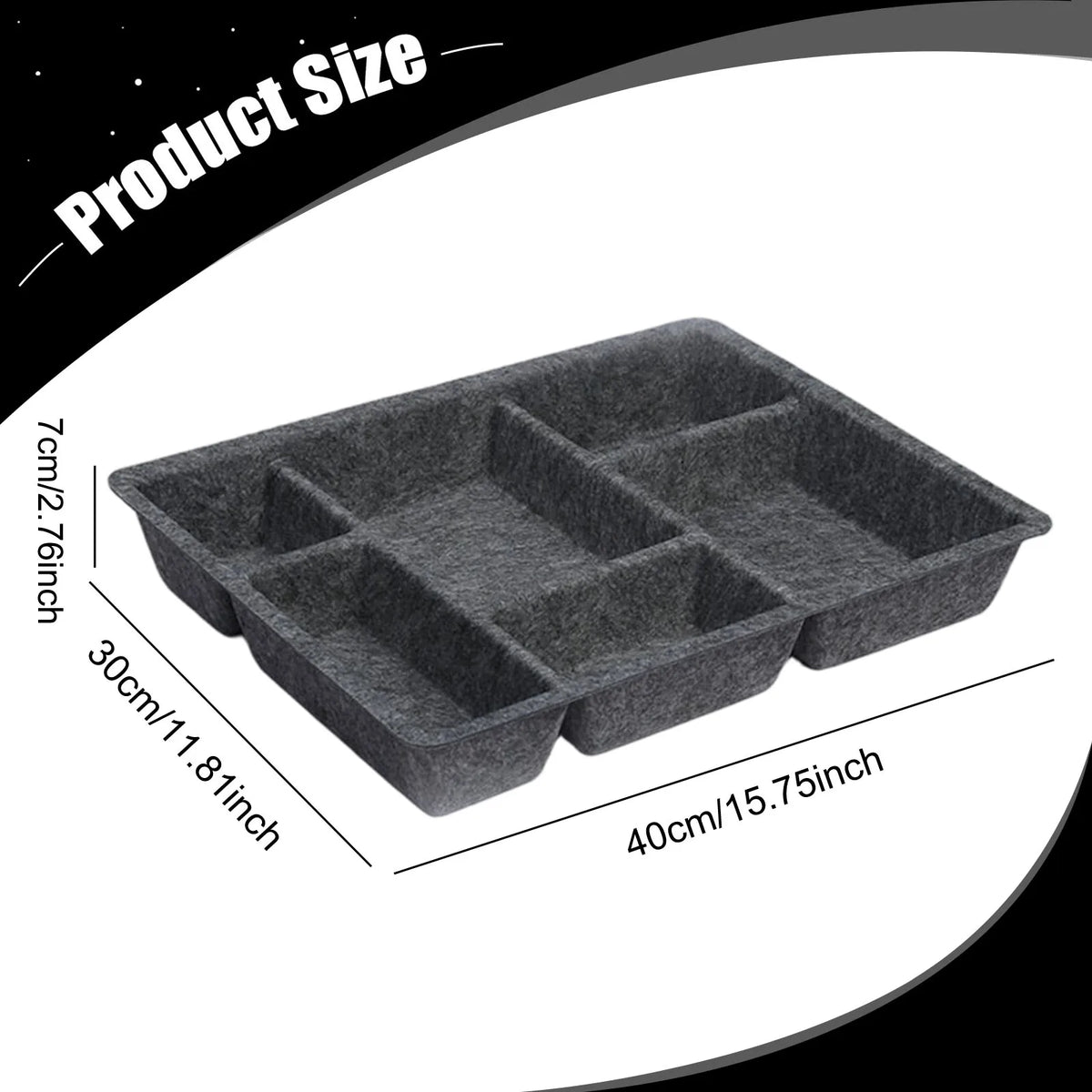 6-Compartment Felt Drawer Organizer Tray