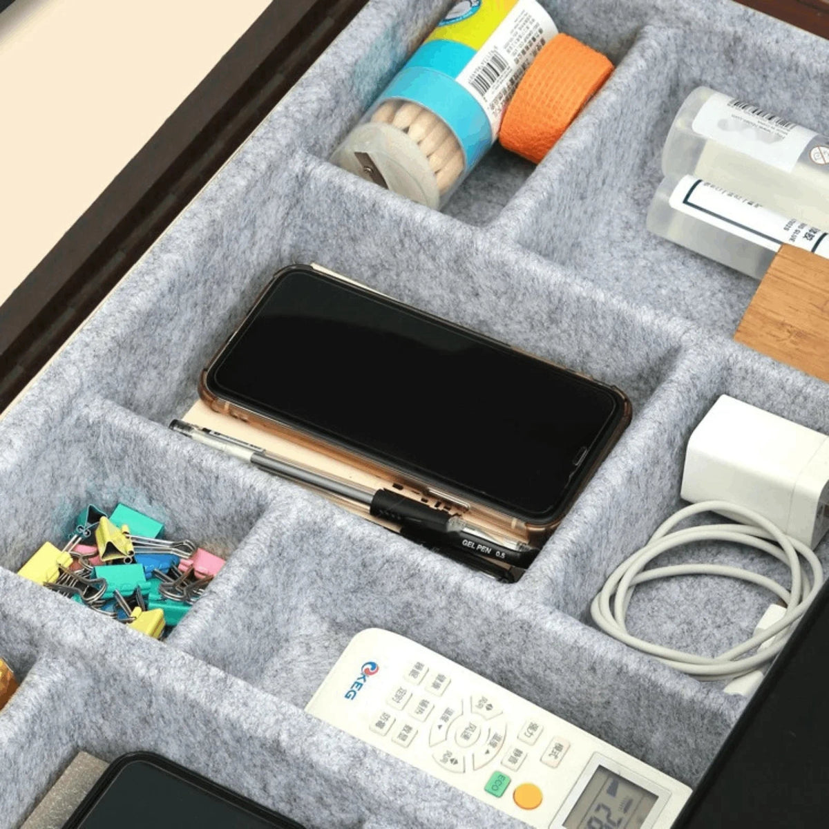6-Compartment Felt Drawer Organizer Tray