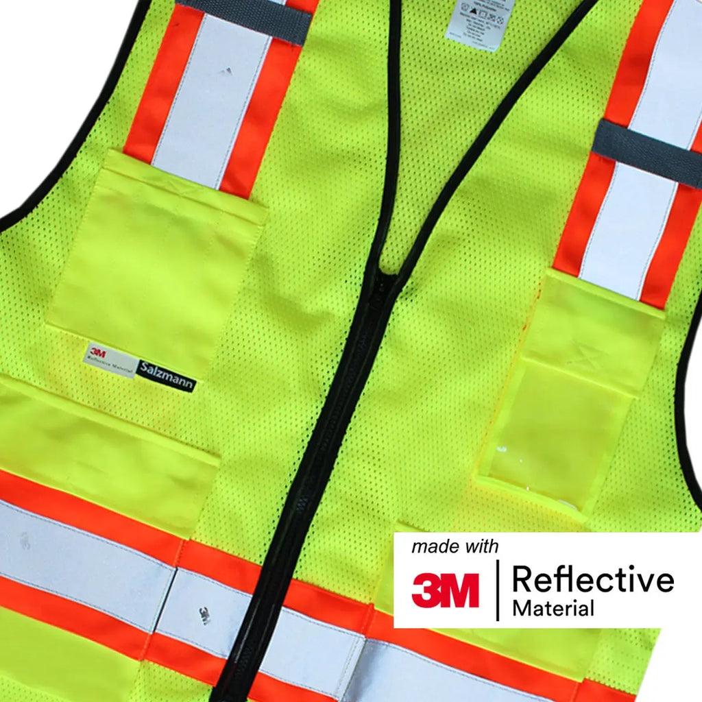 Salzmann 3M High Visibility Safety Vest - Multi-Pocket Hi-Vis Safety Gear with 3M Material - Ideal for Work, Roadside Use