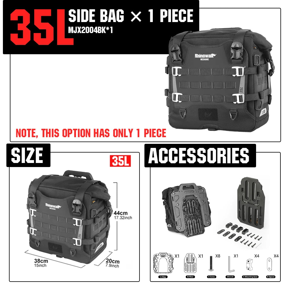 Rhinowalk 35L Quick-Release Waterproof Motorcycle Saddlebag - image 37