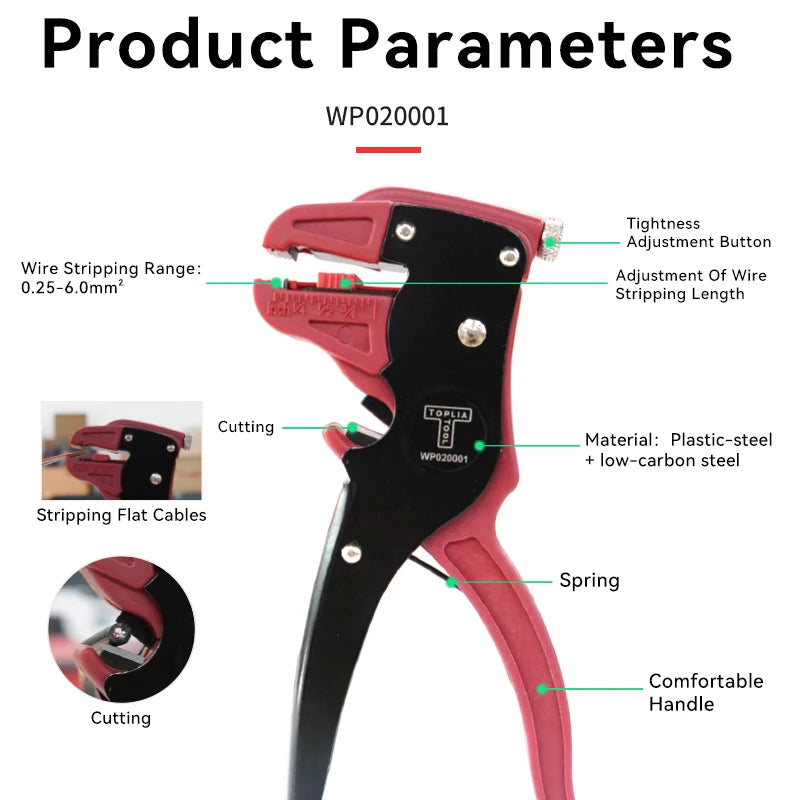 Multifunctional Duckbill Wire Stripper Automatic Wire Stripper Length Adjustable Flat Wire Cutter Wire Stripper For Electrician