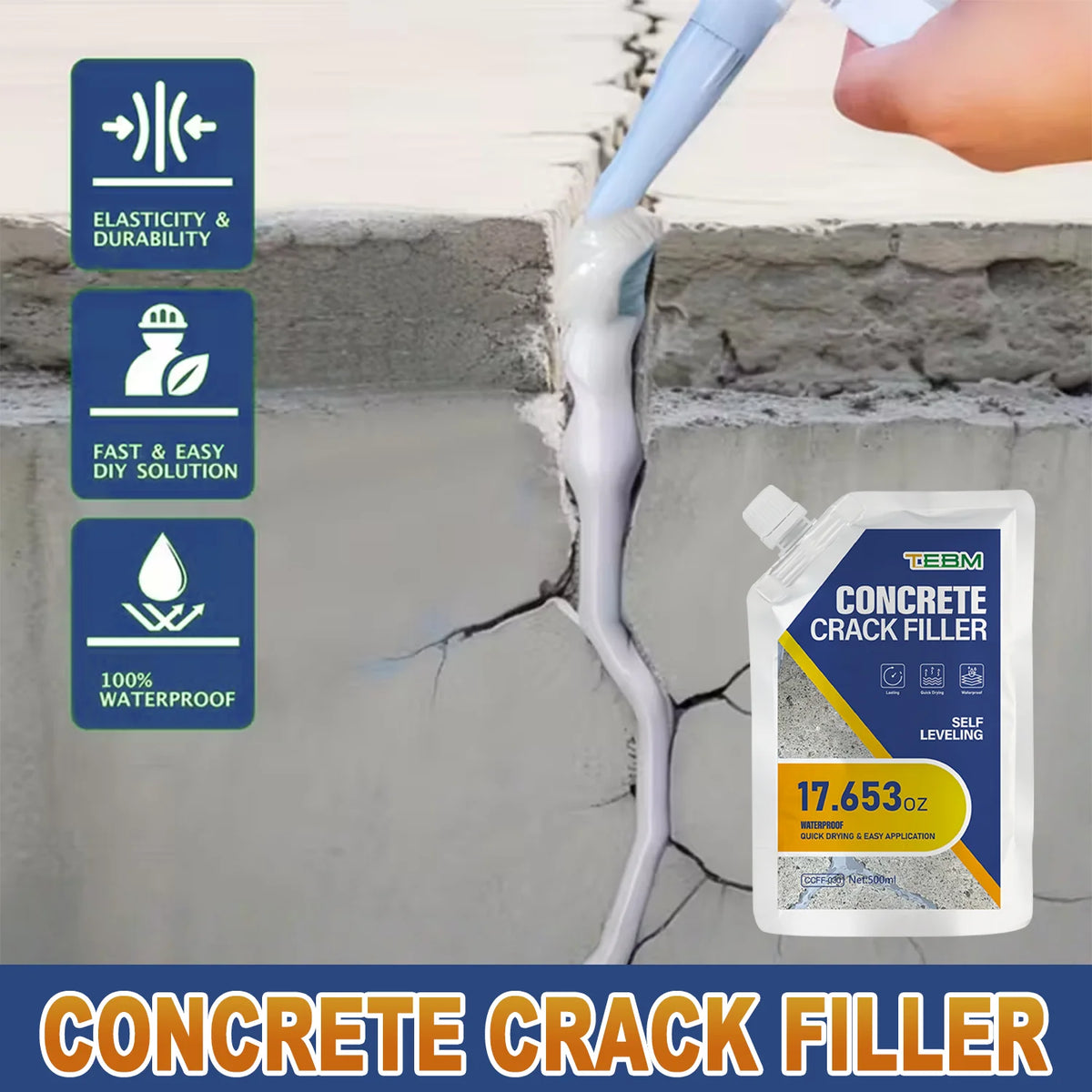 Asphalt and concrete crack filler, driveway repair sealant in 200ml and 500ml