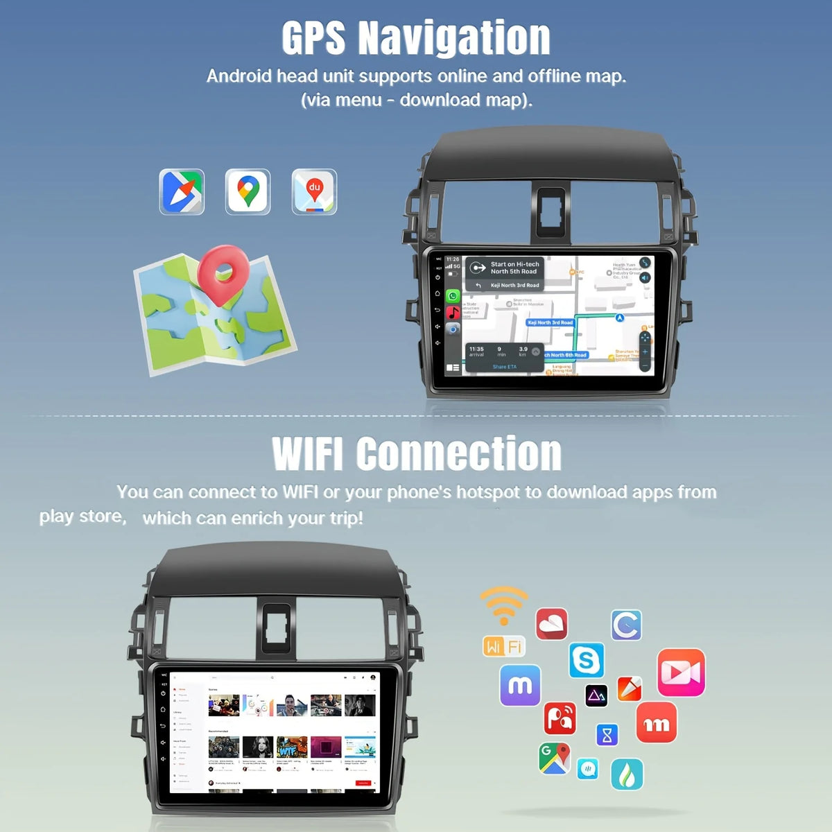 9" Toyota Corolla Car Radio with CarPlay & Android Auto - image 3