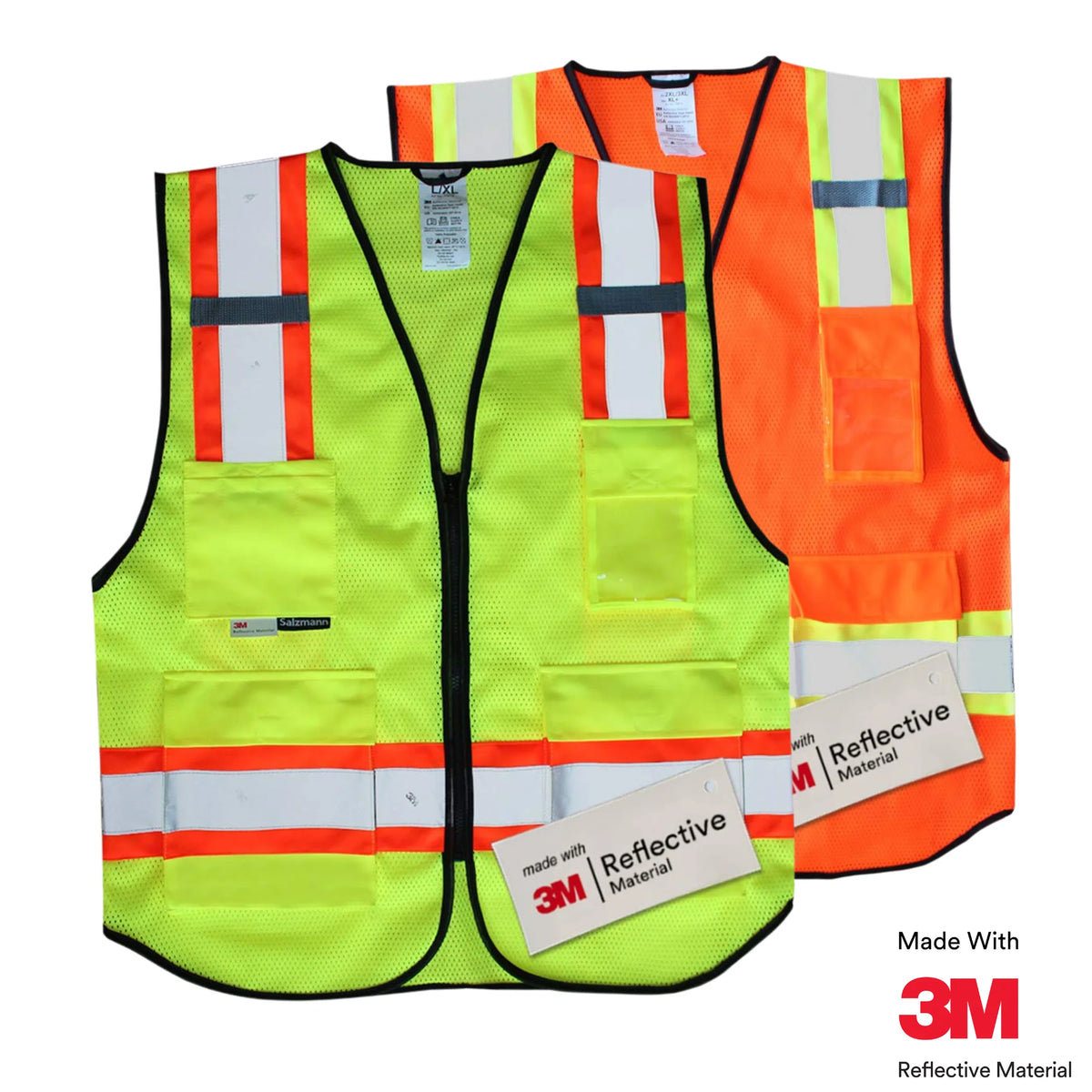 Salzmann 3M High Visibility Safety Vest - Multi-Pocket Hi-Vis Safety Gear with 3M Material - Ideal for Work, Roadside Use