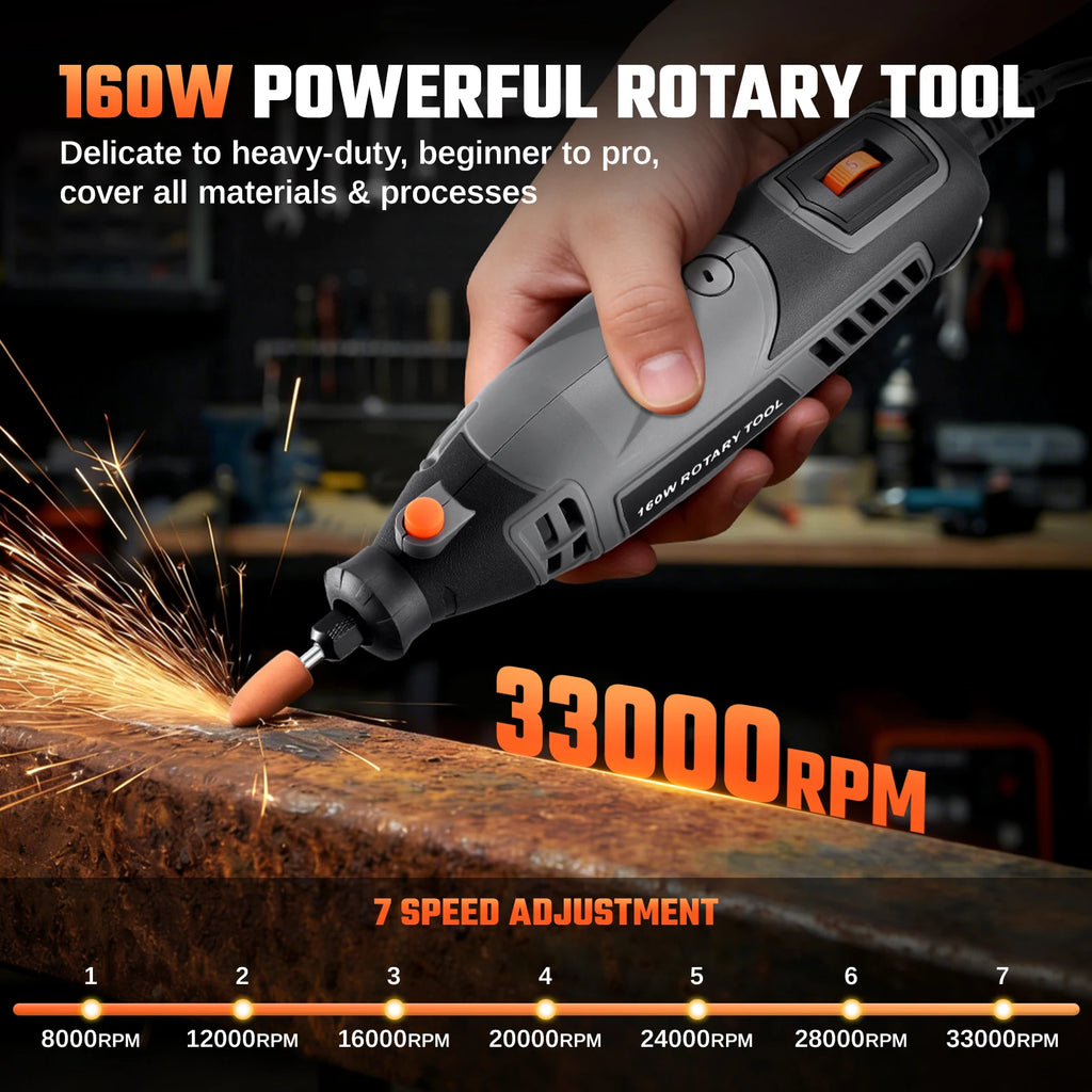 Rotary Tool Kit,Corded Power Rotary with Flex Shaft & 160 Accessories Tools for Handmade Crafting Projects and DIY Electric Drill Set