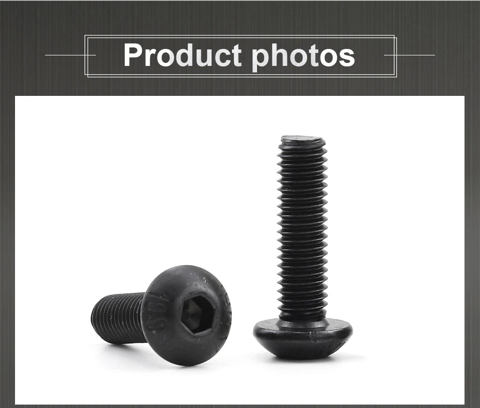 JUIDINTO 1-50pcs Allen Round Screw Bolt 12.9 Grade M2 M2.5 M3 M4 M5  M6 M8 M10 Hex Hexagon Socket Button Head Screw for MTB