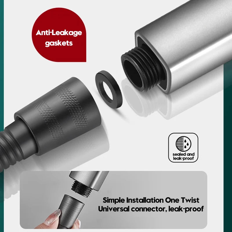 15cm High-Pressure Shower Head with Hose – 3 Modes