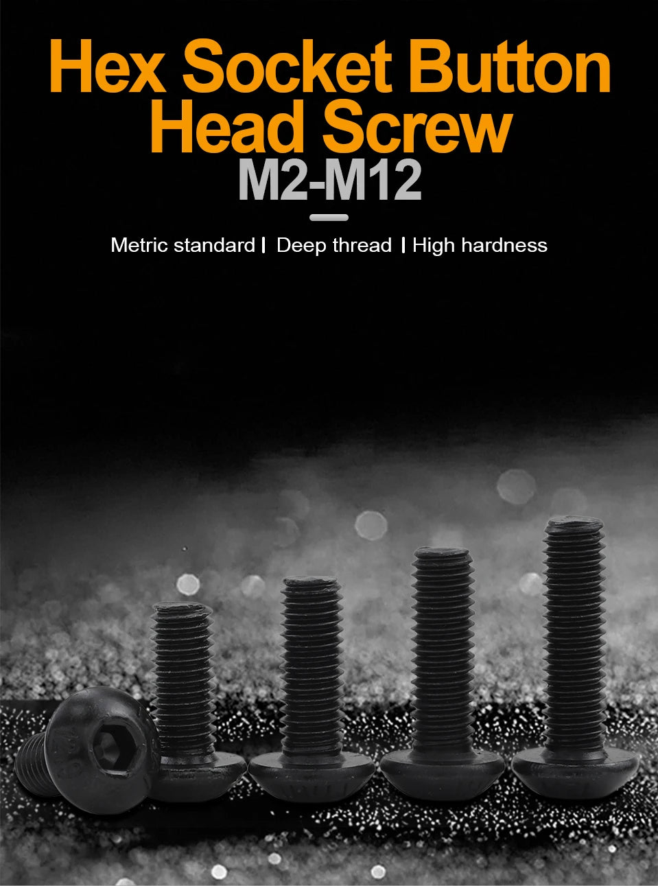 JUIDINTO 1-50pcs Allen Round Screw Bolt 12.9 Grade M2 M2.5 M3 M4 M5  M6 M8 M10 Hex Hexagon Socket Button Head Screw for MTB