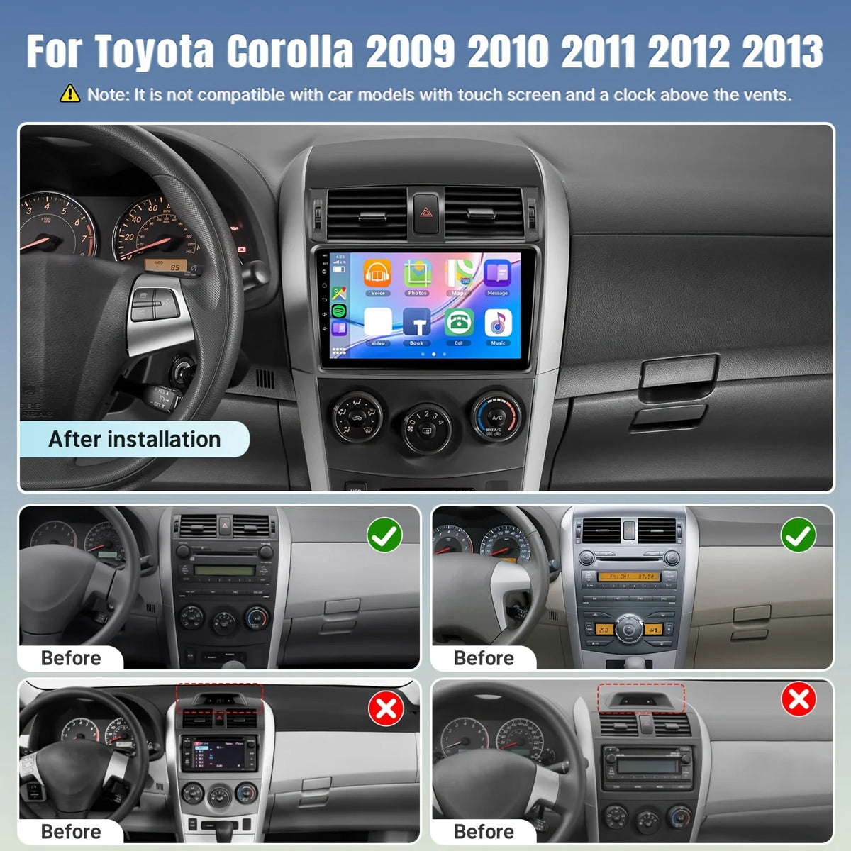9" Toyota Corolla Car Radio with CarPlay & Android Auto - image 5