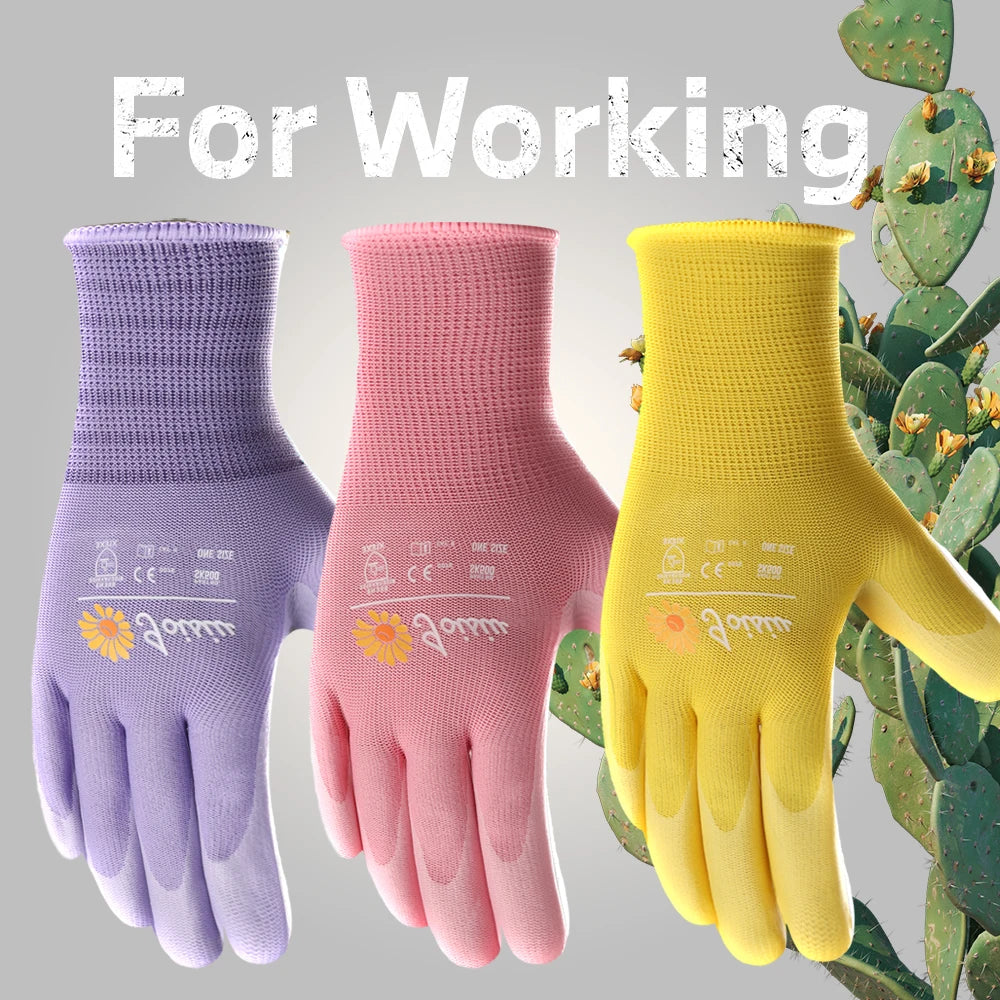 3 Pairs Heavy Duty Nitrile Foam Work Gloves Anti-Slip, Breathable & Flexible for Gardening ,Automotive, Mechanics