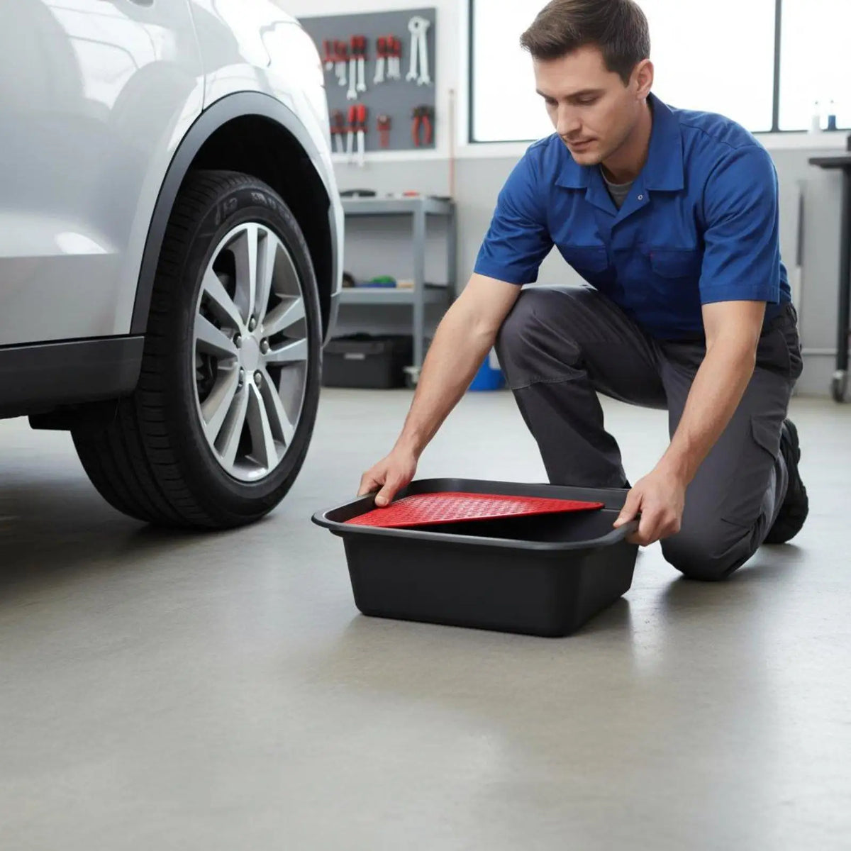Oil Drain Pan Heavy Duty Oil Collection Pan Construction Vehicle Fluid Drain Basin for Mechanics, DIY Enthusiasts