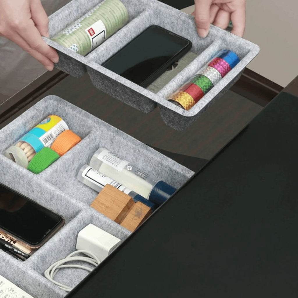 6-Compartment Felt Drawer Organizer Tray