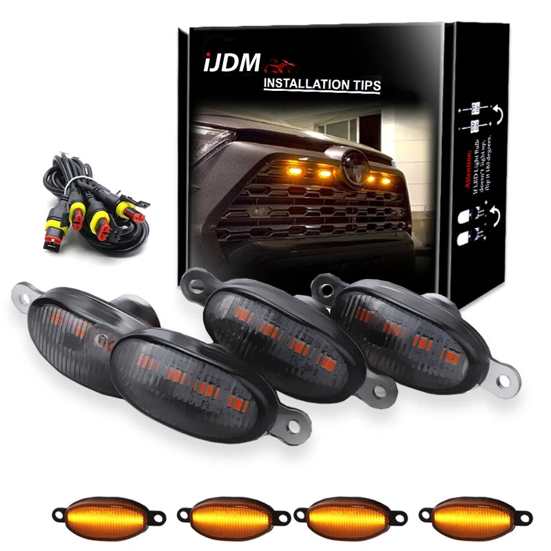 Universal Amber LED Grille Marker Lights for Trucks & SUVs