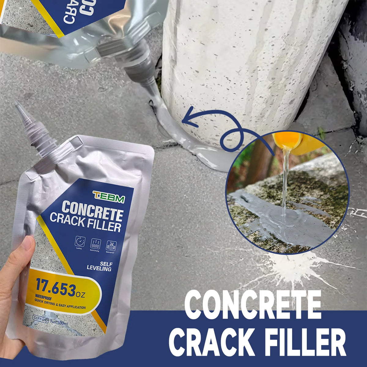 Asphalt and concrete crack filler, driveway repair sealant in 200ml and 500ml