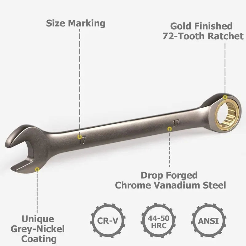 6–32mm Dual-Use Ratchet Combination Wrench