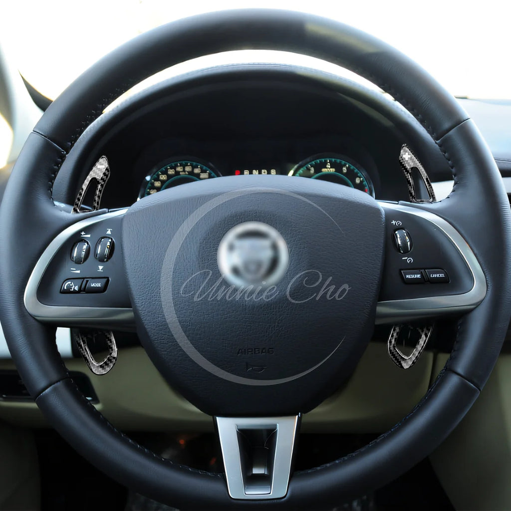 For Jaguar XF Accessories X250 X260 Car Steering Wheel Paddle Shifter Cover Trim 2007-2019 ABS Imitation Carbon Fiber Tuning