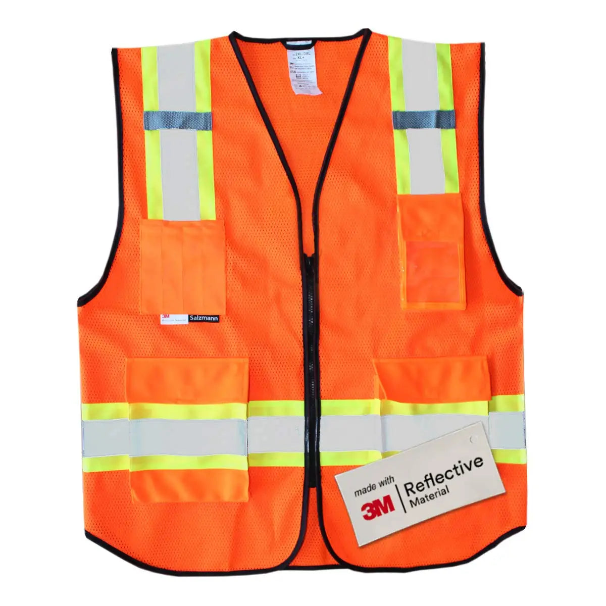 Salzmann 3M High Visibility Safety Vest - Multi-Pocket Hi-Vis Safety Gear with 3M Material - Ideal for Work, Roadside Use