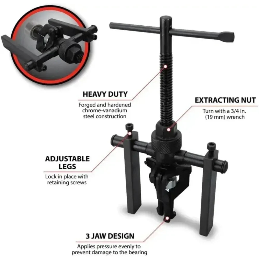 Car Inner Bearing Puller Gear 3-Jaws Extractor Heavy Duty Auto Repair Hand-Held Removal Tool Car Jaw Bearing Puller