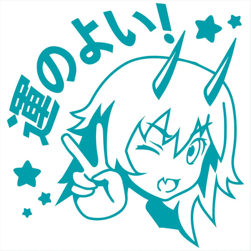 Cartoon Girl Reflective Car Window Sticker, 15x15 cm