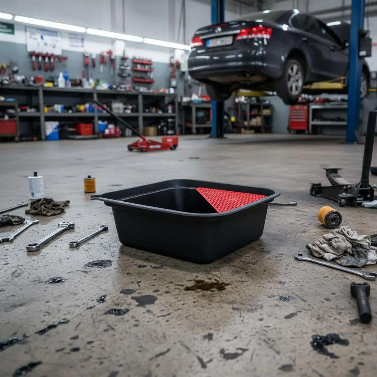 Oil Drain Pan Heavy Duty Oil Collection Pan Construction Vehicle Fluid Drain Basin for Mechanics, DIY Enthusiasts