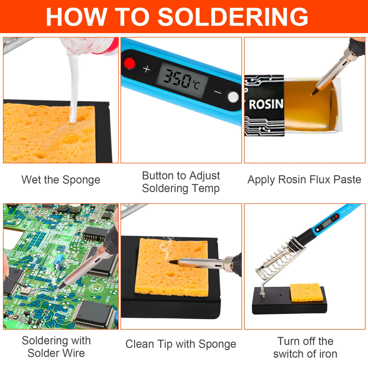 Soldering Iron Kit for Electronics 80W LCD Digital Adjustable Temperature Welding Repair Tools with Switch, Solder Tin Tips