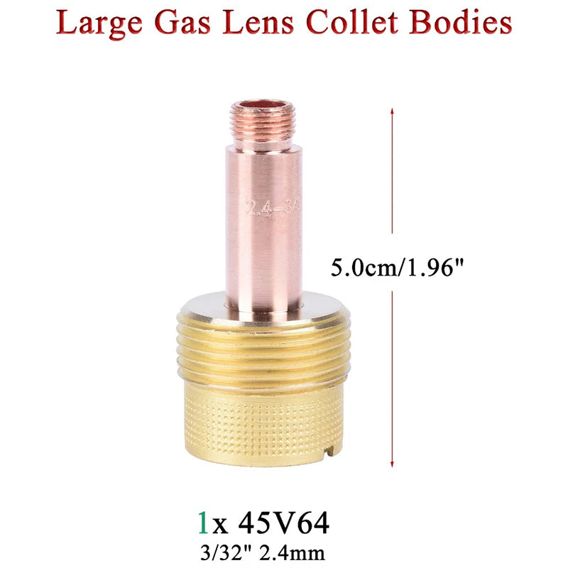 9Pcs TIG Welding Torch Large Long Gas Lens & Alumina Cup for WP17 WP18 WP26 TIG Collet Bodies Spares Kit Accessories