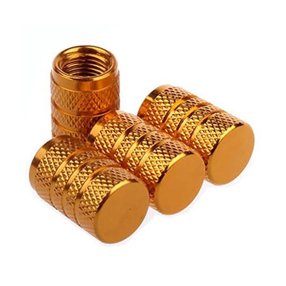 Knurled Aluminum Tire Valve Stem Caps, Set of 4