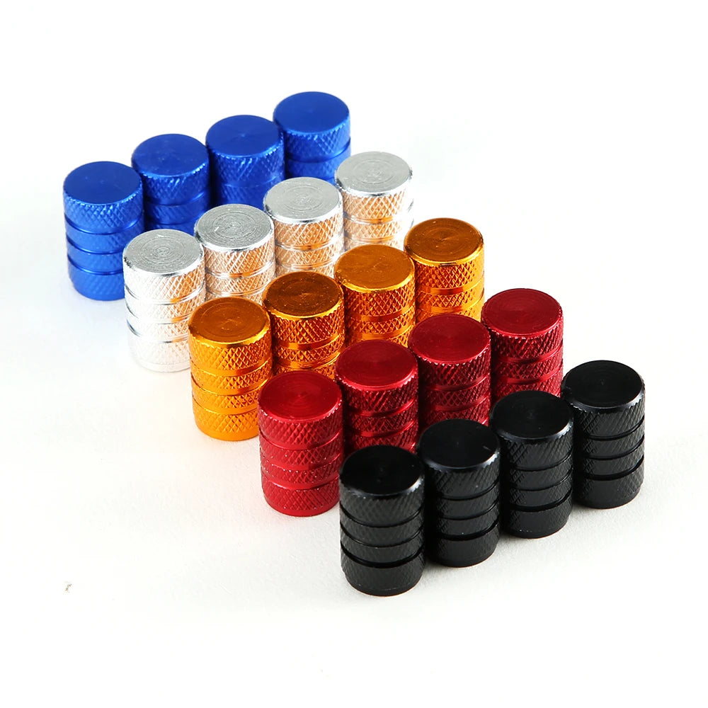 Knurled Aluminum Tire Valve Stem Caps, Set of 4