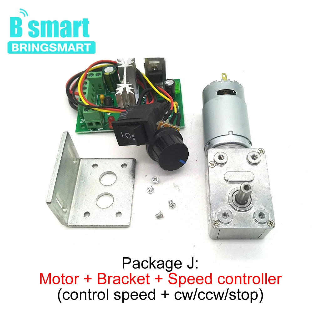 DC 12V/24V Worm Gear Reduction Motor, Self-Locking Gearbox