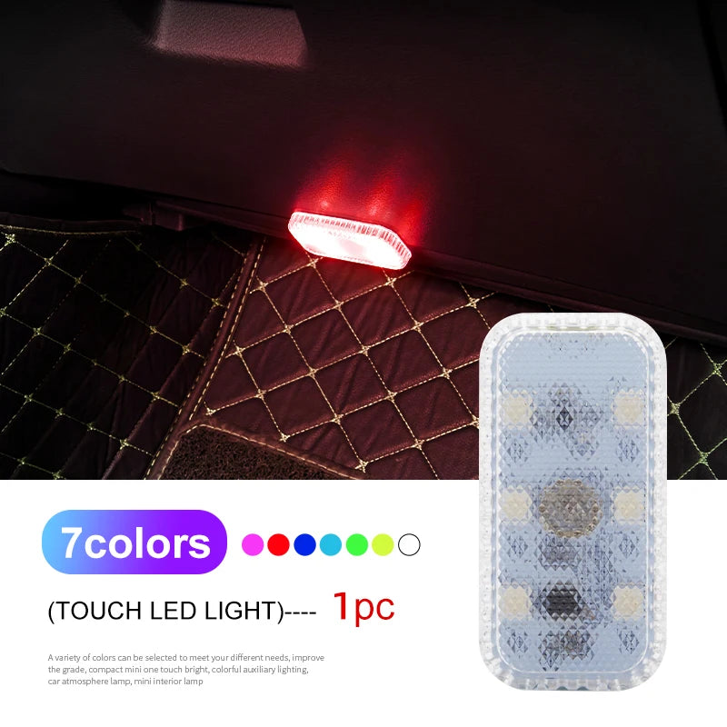 Mini LED Touch Light for Car Interior, USB Rechargeable Wireless Lamp