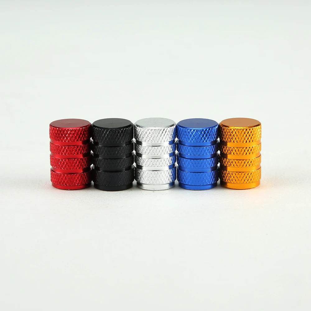 Knurled Aluminum Tire Valve Stem Caps, Set of 4