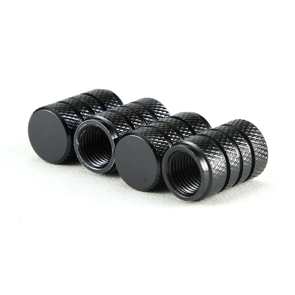 Knurled Aluminum Tire Valve Stem Caps, Set of 4