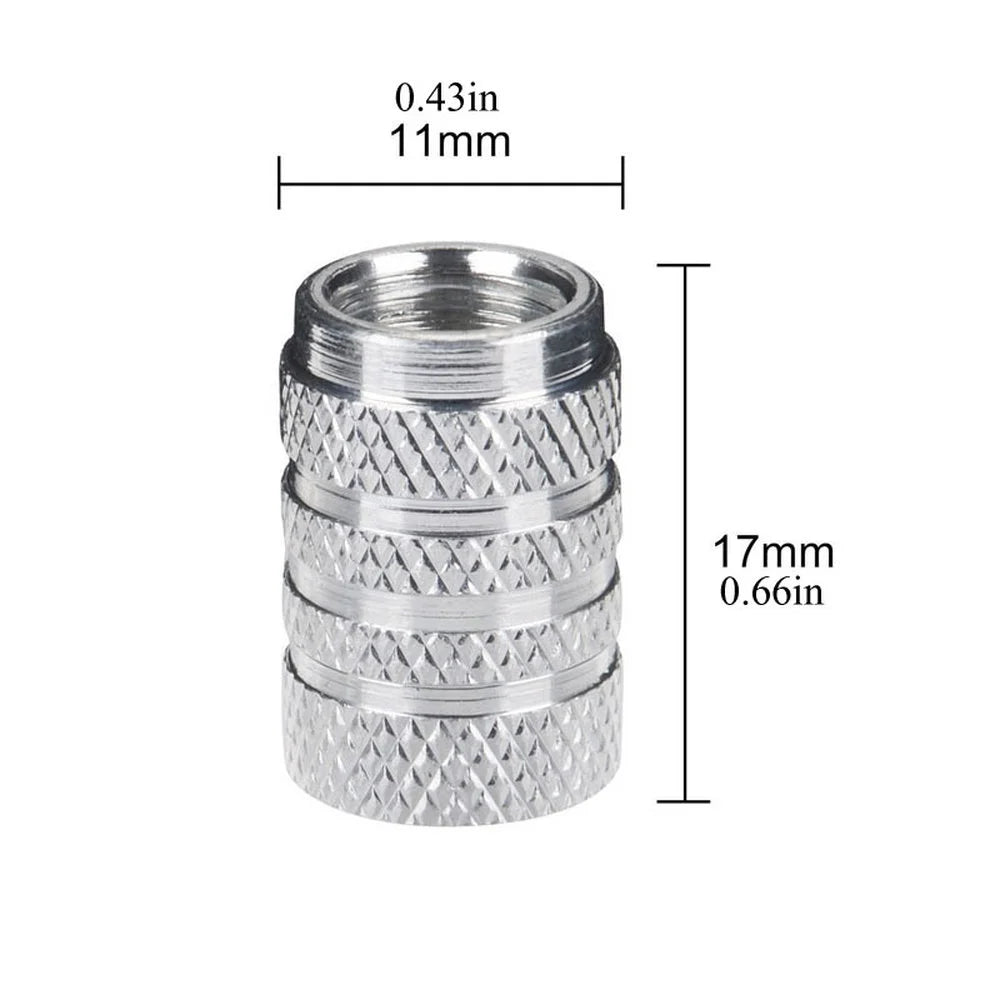 Knurled Aluminum Tire Valve Stem Caps, Set of 4