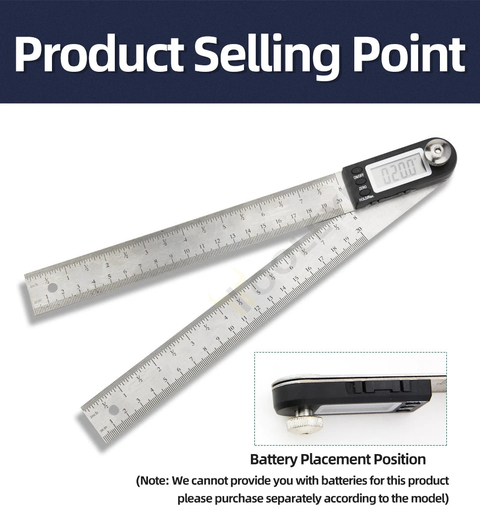 Digital Angle Gauge Protractor 0-360° LCD Display 200mm Measuring Tool - image 14