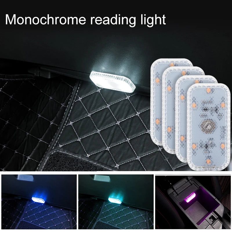 LED Touch Light Mini Wireless Car Interior Lighting Auto Roof Ceiling Reading Lamp for Door Foot Trunk Storage Box USB Charging