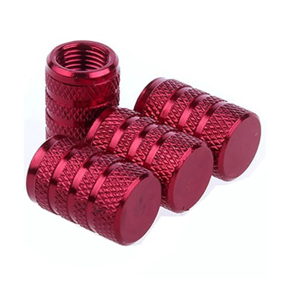 Knurled Aluminum Tire Valve Stem Caps, Set of 4
